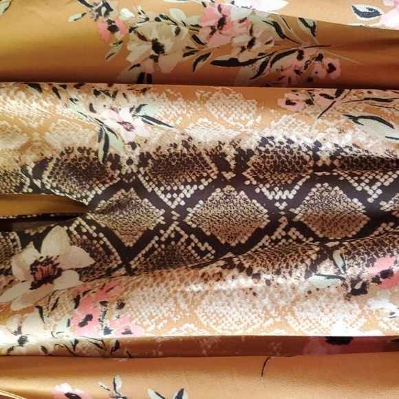 Luxology snakeskin & tan floral print dress tan Sleeveless SZ Med. NWT - Picture 7 of 13